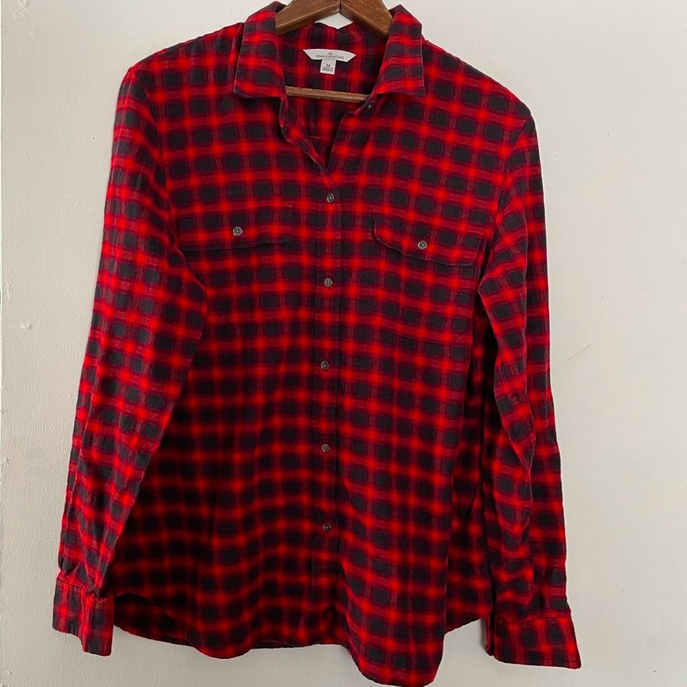 LL Bean Signature Flannel Button Down Shirt Sz 16